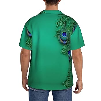 Amazon.com: SSIMOO Green Peacock Feather Men'S Casual Short